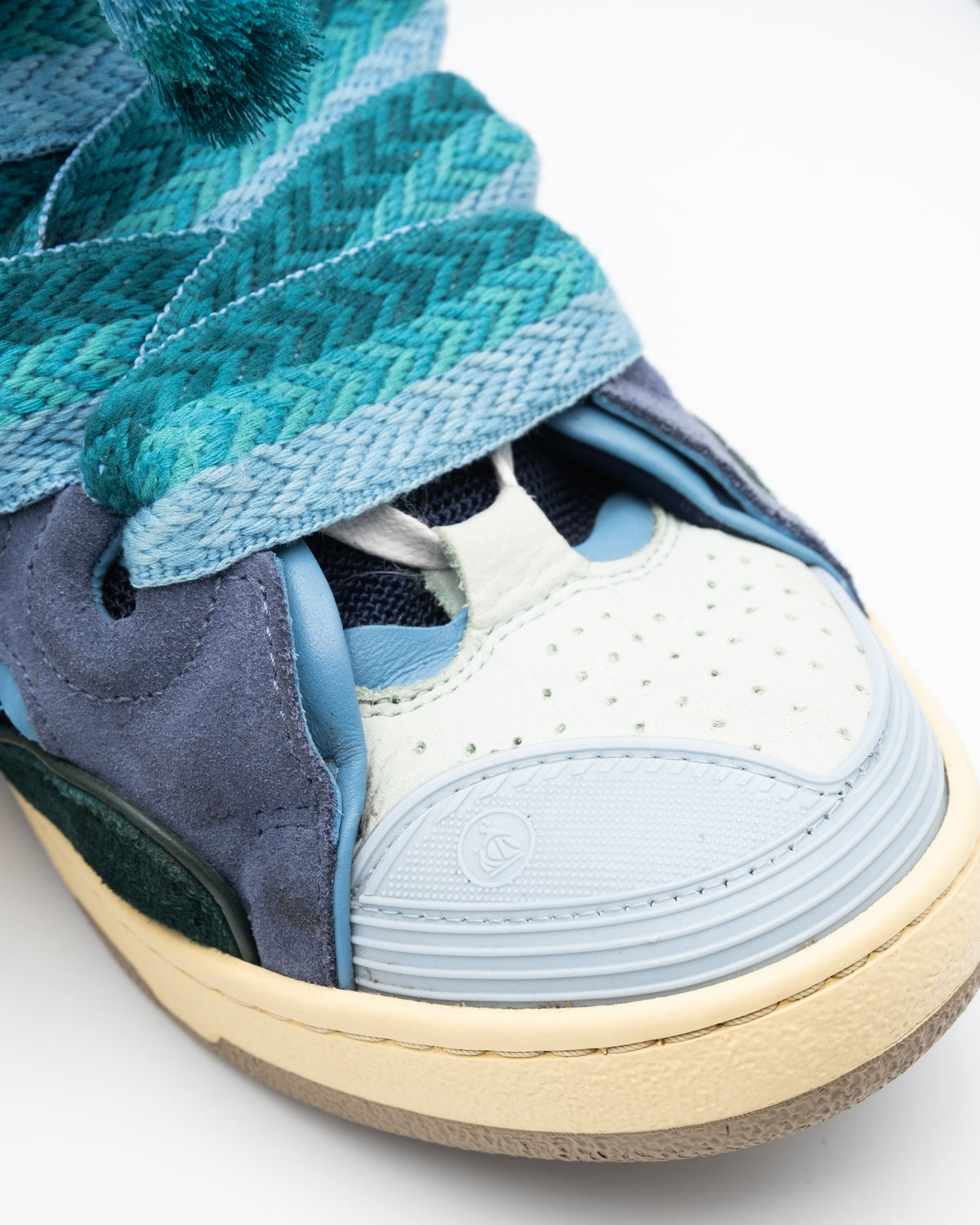 Lanvin Leather Curb Sneaker Blue Purple Green