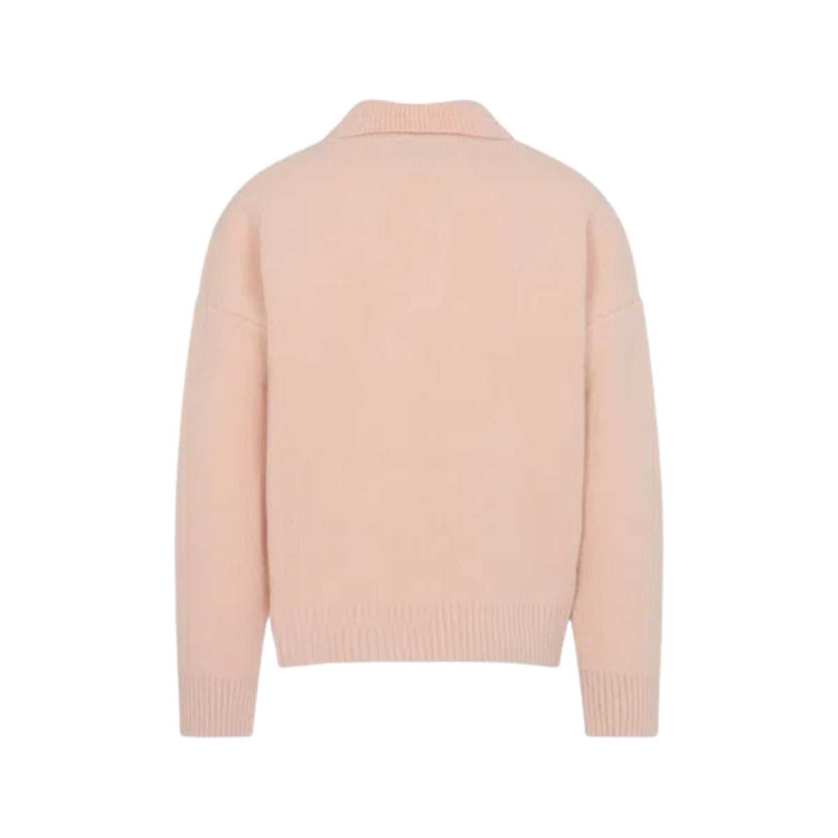 Ami Paris Pull Polo Rose Ami de Coeur Blanc