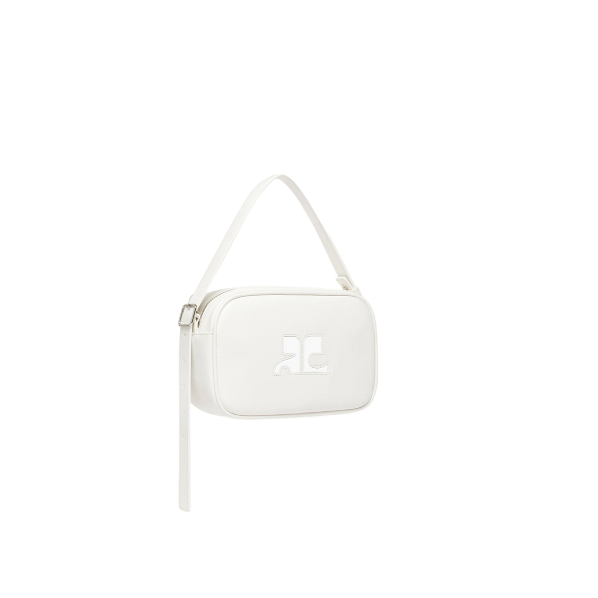 Courrèges Sac Camera Reedition Blanc Cuir Lisse