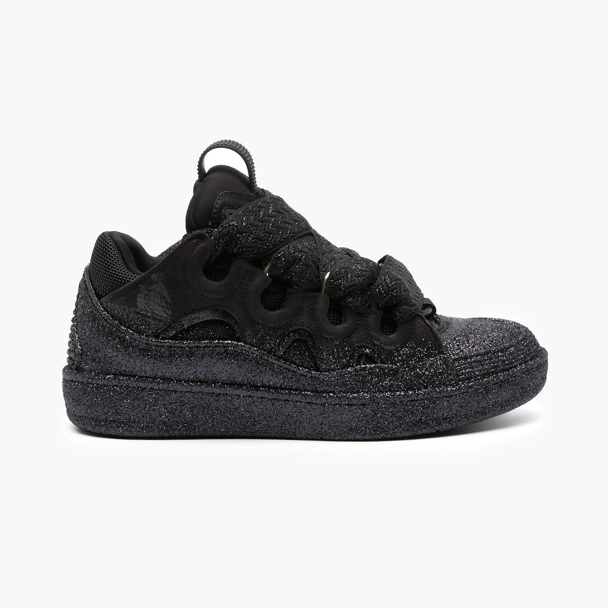 Lanvin Leather Curb Sneaker Strass Black