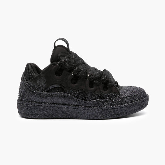 Lanvin Leather Curb Sneaker Strass Black