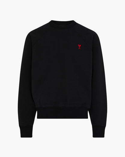 Ami Paris Pull Noir Col Rond Ami de Coeur Noir
