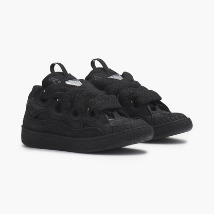 Lanvin Leather Curb Sneaker Strass Black