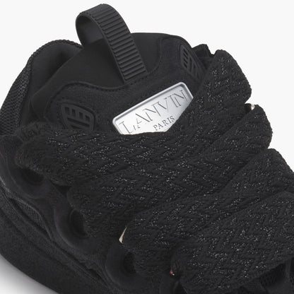 Lanvin Leather Curb Sneaker Strass Black