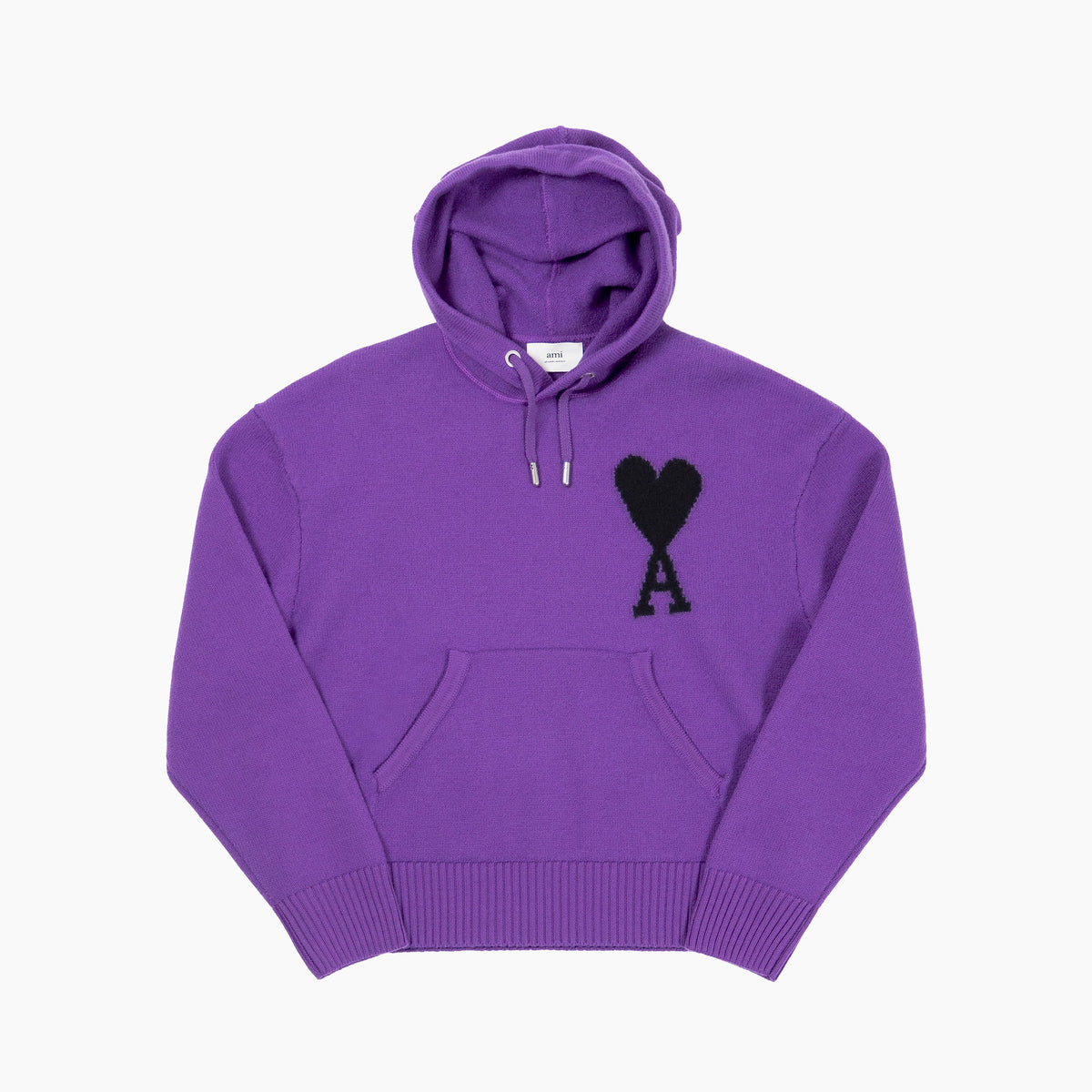 Ami Paris Hoodie En Maille Noir Violet