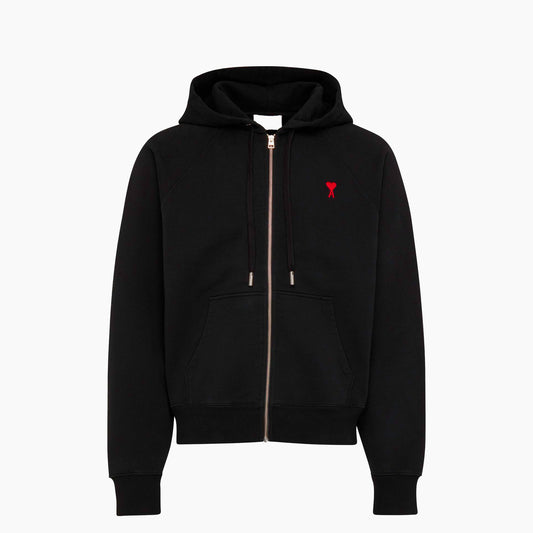 Ami Paris Hoodie à Fermeture Zippée Ami de Coeur Noir