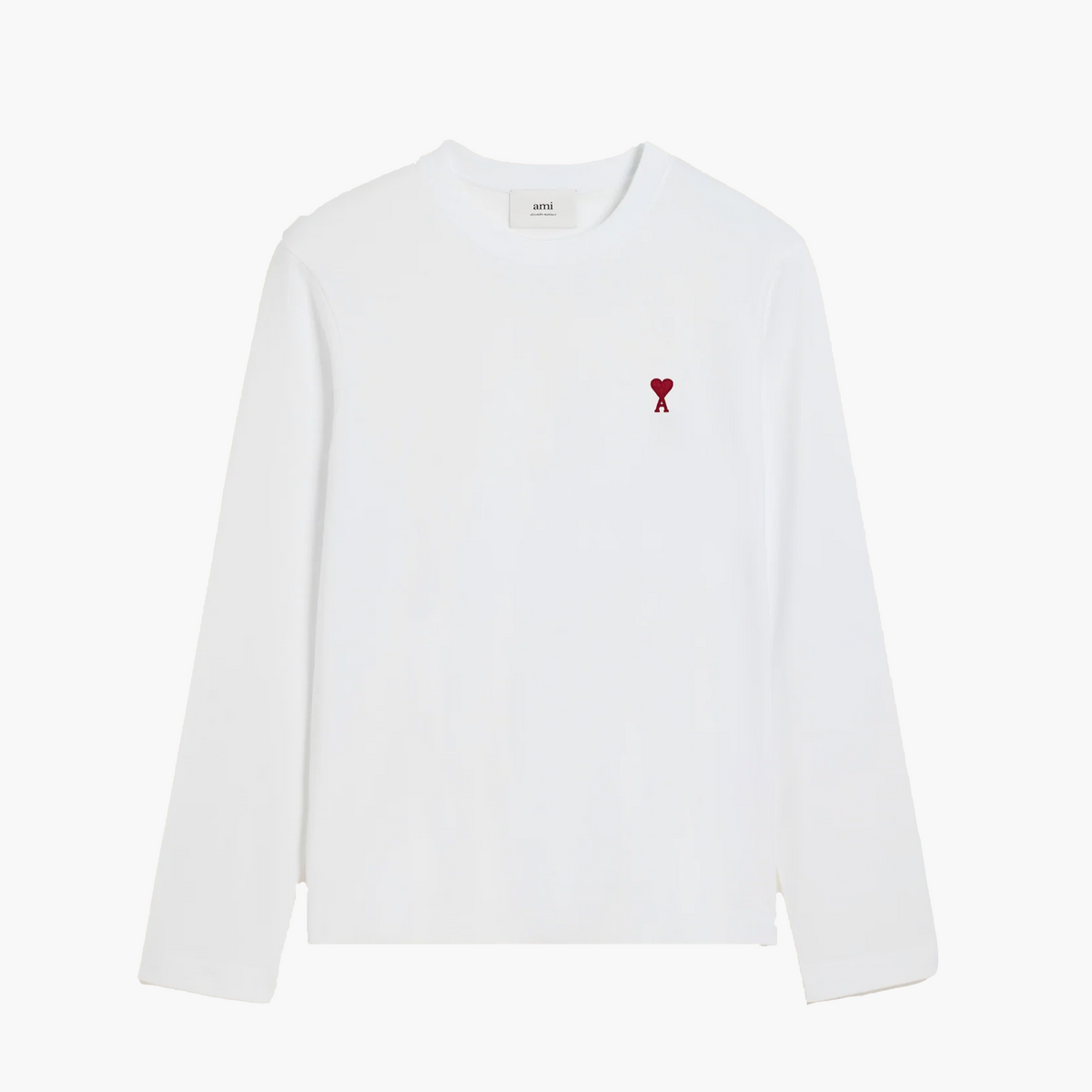 Ami Paris T-Shirt Manches Longues Coeur Rouge Blanc