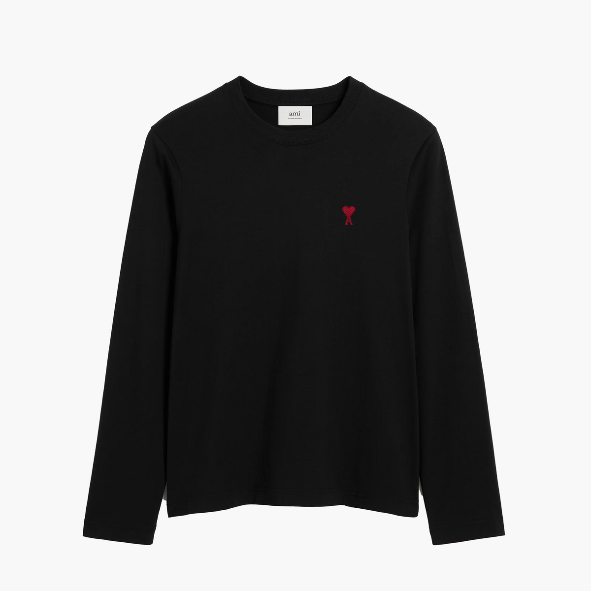Ami Paris T-Shirt Manches Longues Coeur Rouge Noir