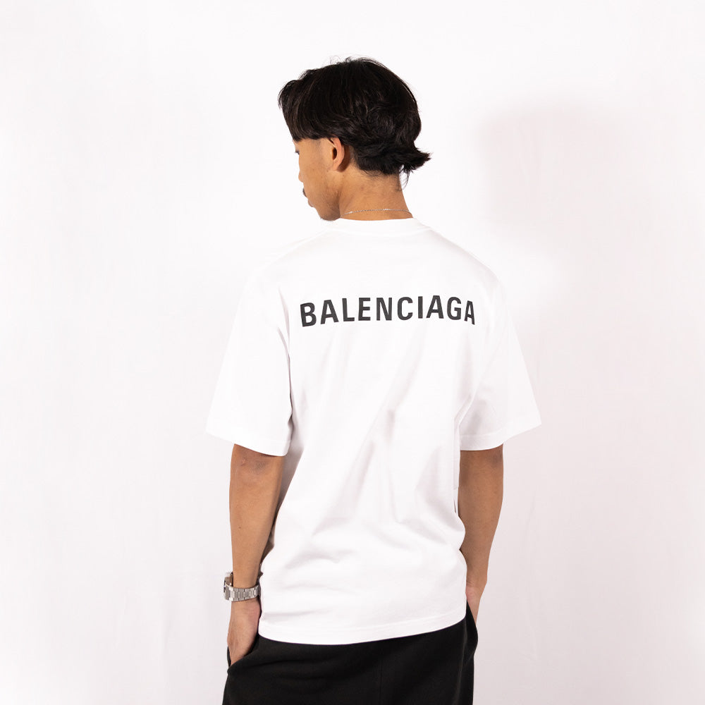 Balenciaga T-Shirt Back Logo Blanc