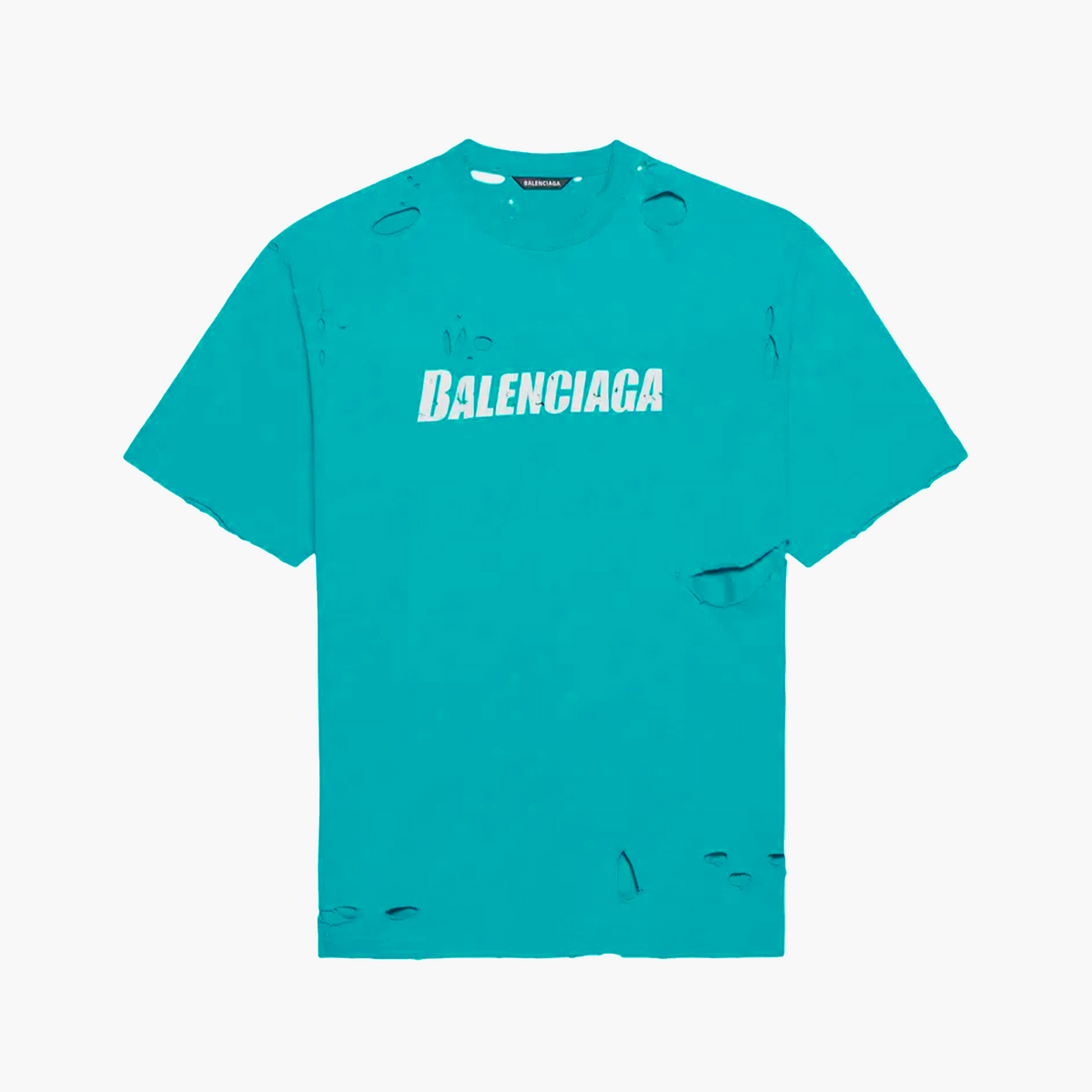 Balenciaga T-Shirt Destroyed Flatground Bleu turquoise