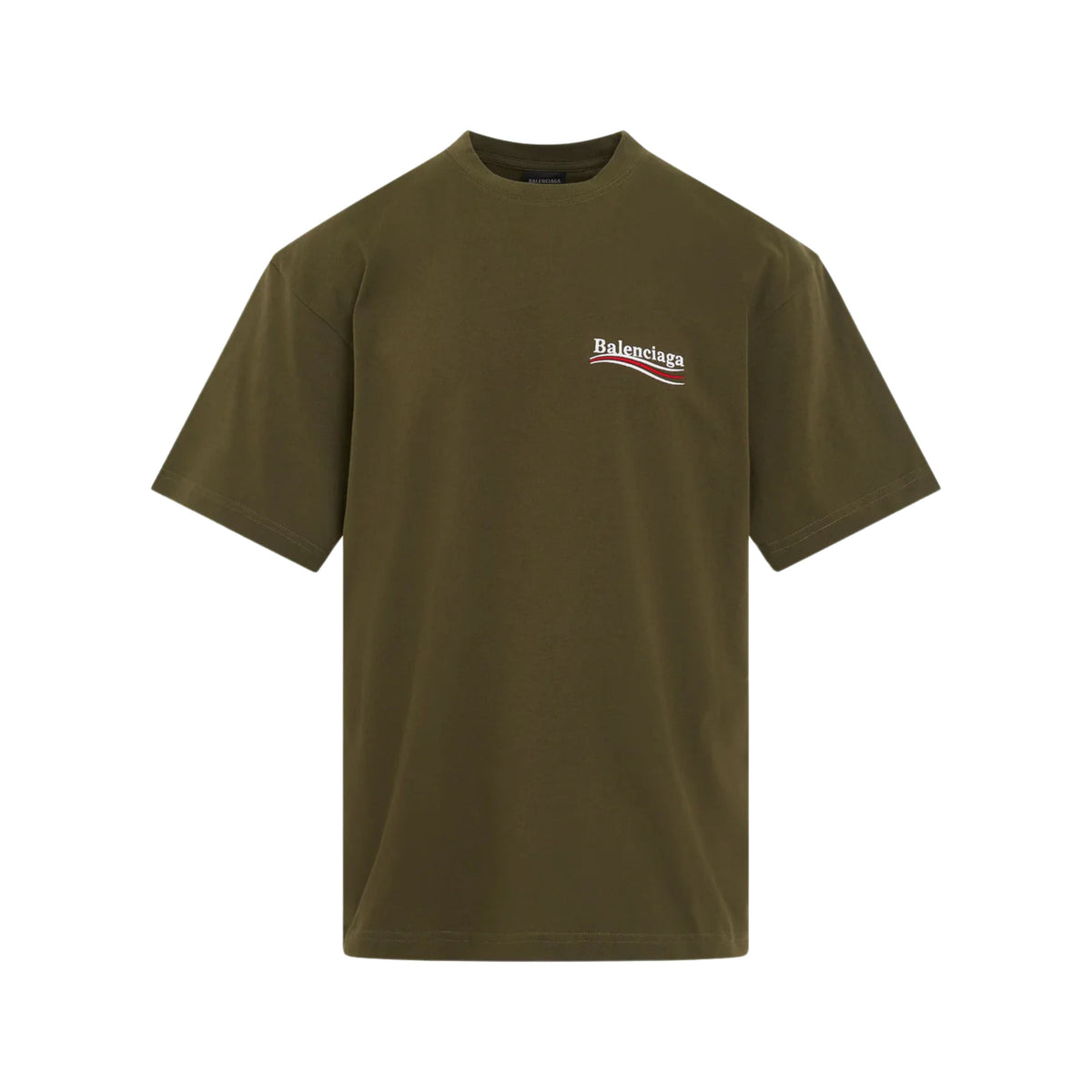 Balenciaga T-Shirt Political Campaign Logo Brodé Kaki