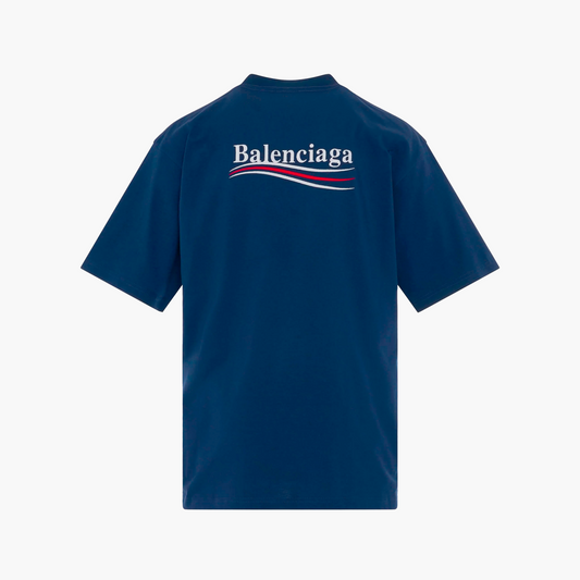 Balenciaga T Shirt Wave Blue Political Brodé