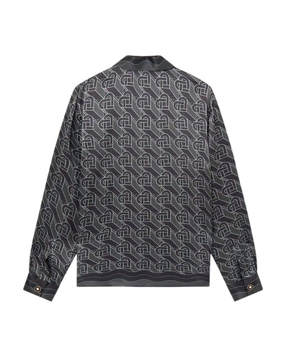 Casablanca Heart Monogram-print Silk Shirt Noir