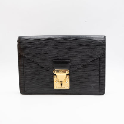 Louis Vuitton Sac Sellier Pochette avec Dragonne Cuir Epi Noir