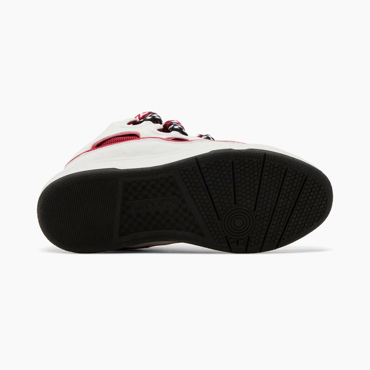 Lanvin Leather Curb Sneaker White Red