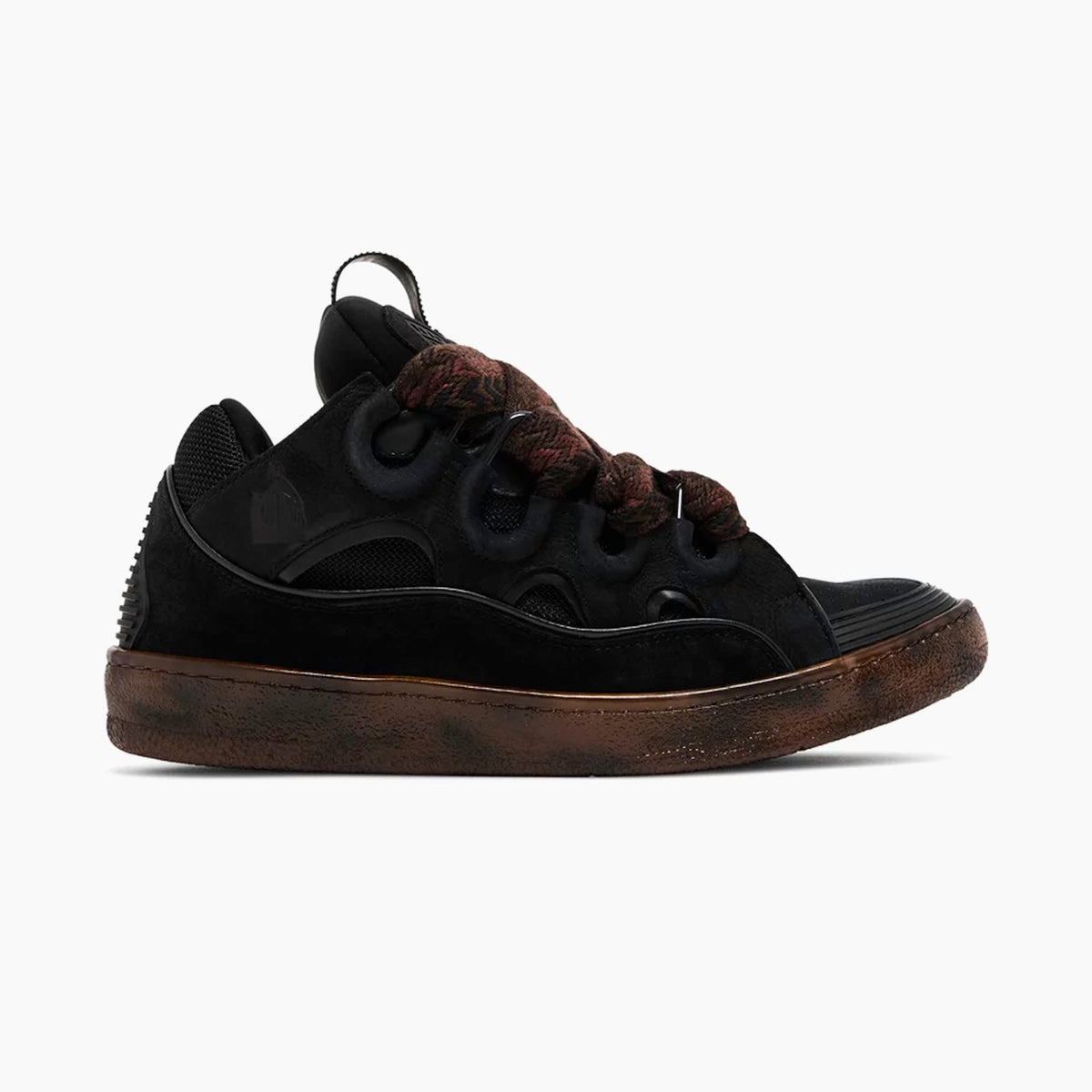 Lanvin Leather Curb Sneaker Dark Brown
