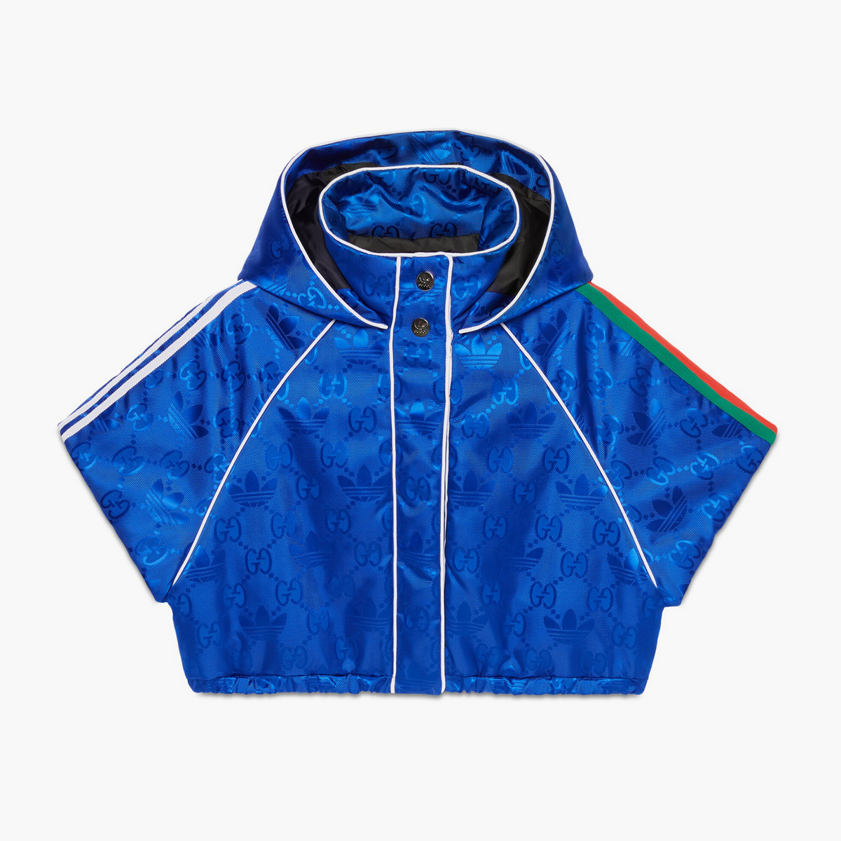 Gucci Cropped Jacket - Trefoil Nylon - Bleu