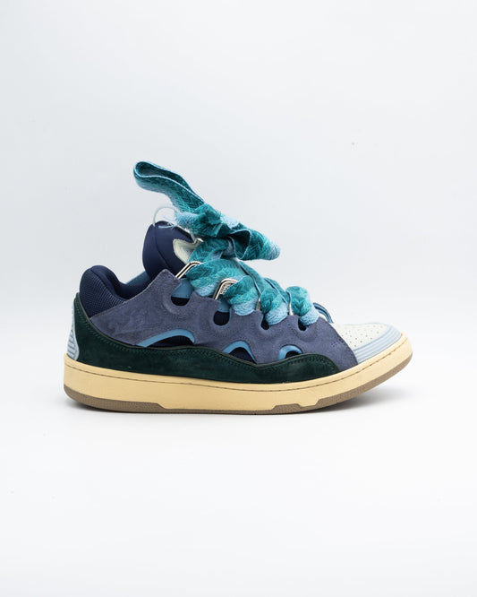 Lanvin Leather Curb Sneaker Blue Purple Green