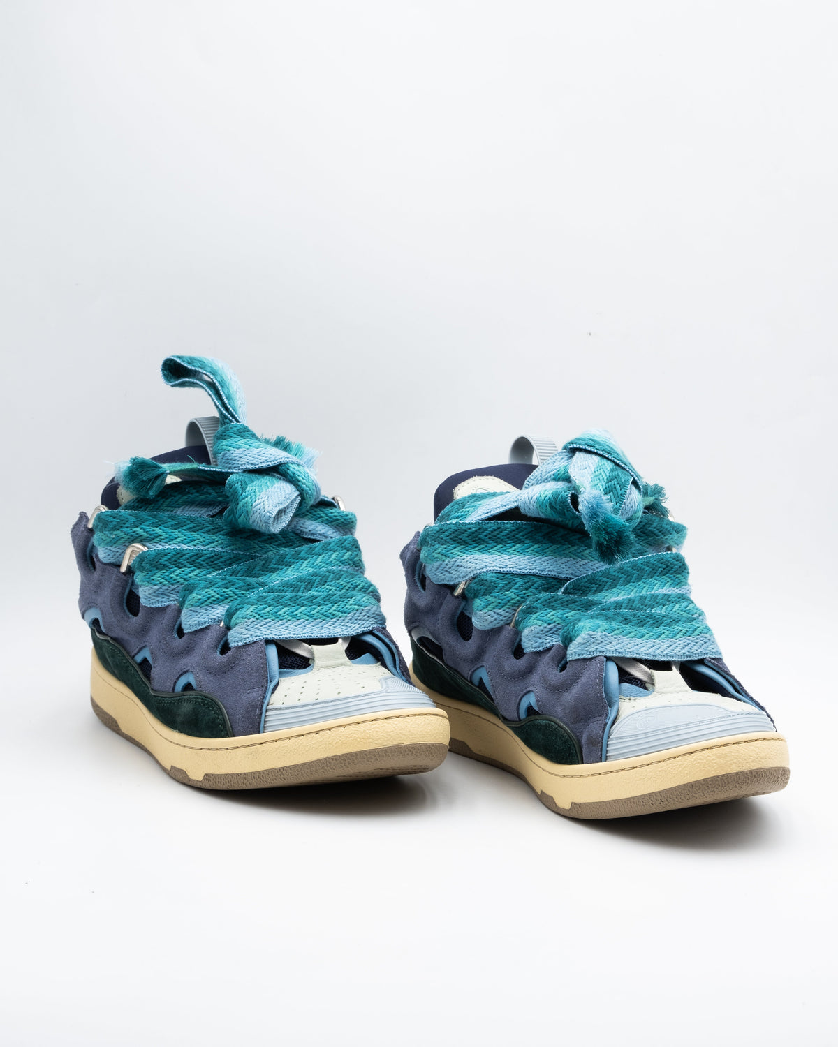 Lanvin Leather Curb Sneaker Blue Purple Green