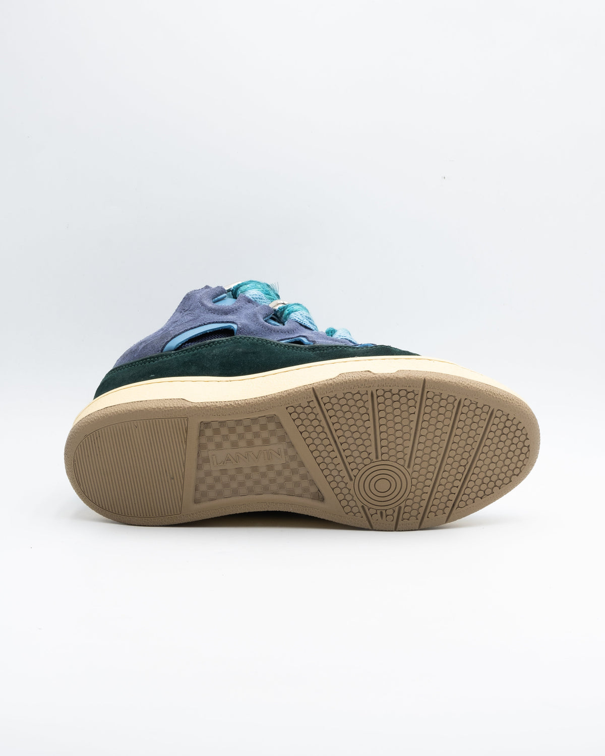 Lanvin Leather Curb Sneaker Blue Purple Green