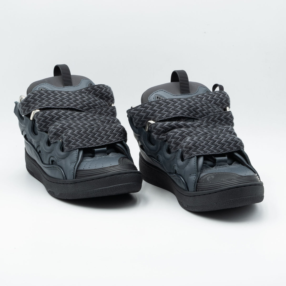 Lanvin Leather Curb Sneaker Dark Grey