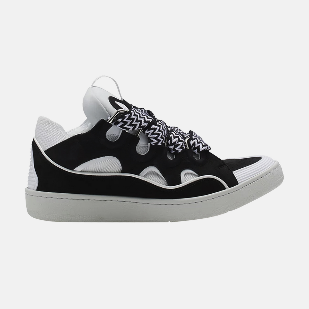 Lanvin Leather Curb Sneaker White Black