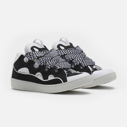 Lanvin Leather Curb Sneaker White Black