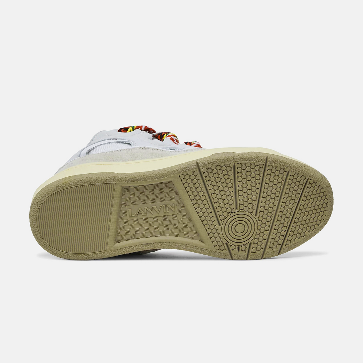 Lanvin Leather Curb Sneaker White Ivory