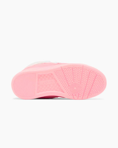 Leather Curb Sneaker White Pink