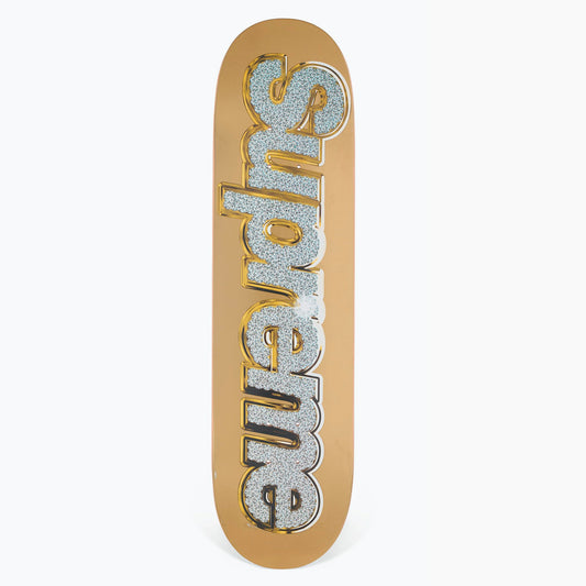 Supreme Skateboard Bling Box Logo Gold