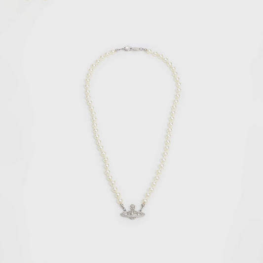 Vivienne Westwood Collier - Mini Bas Relief Pearl - Silver