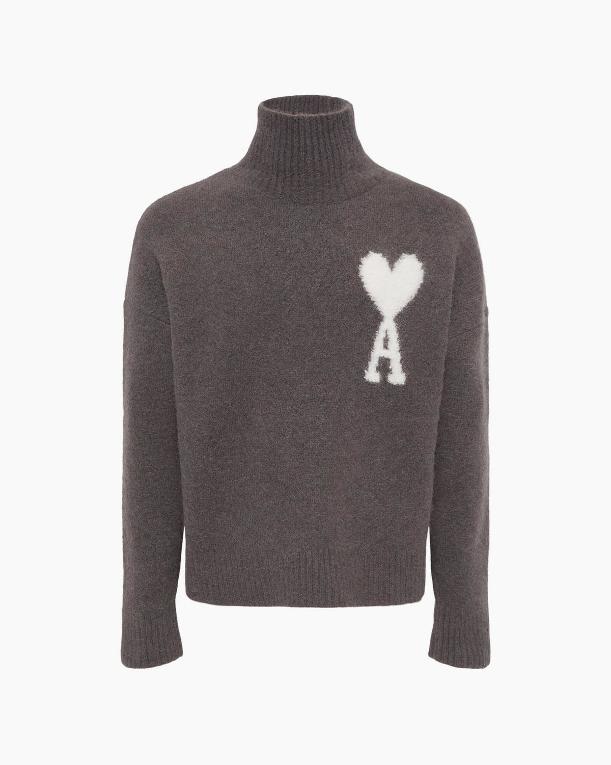 Ami Paris Pull Col Cheminée Ami de Coeur Rouge Marron