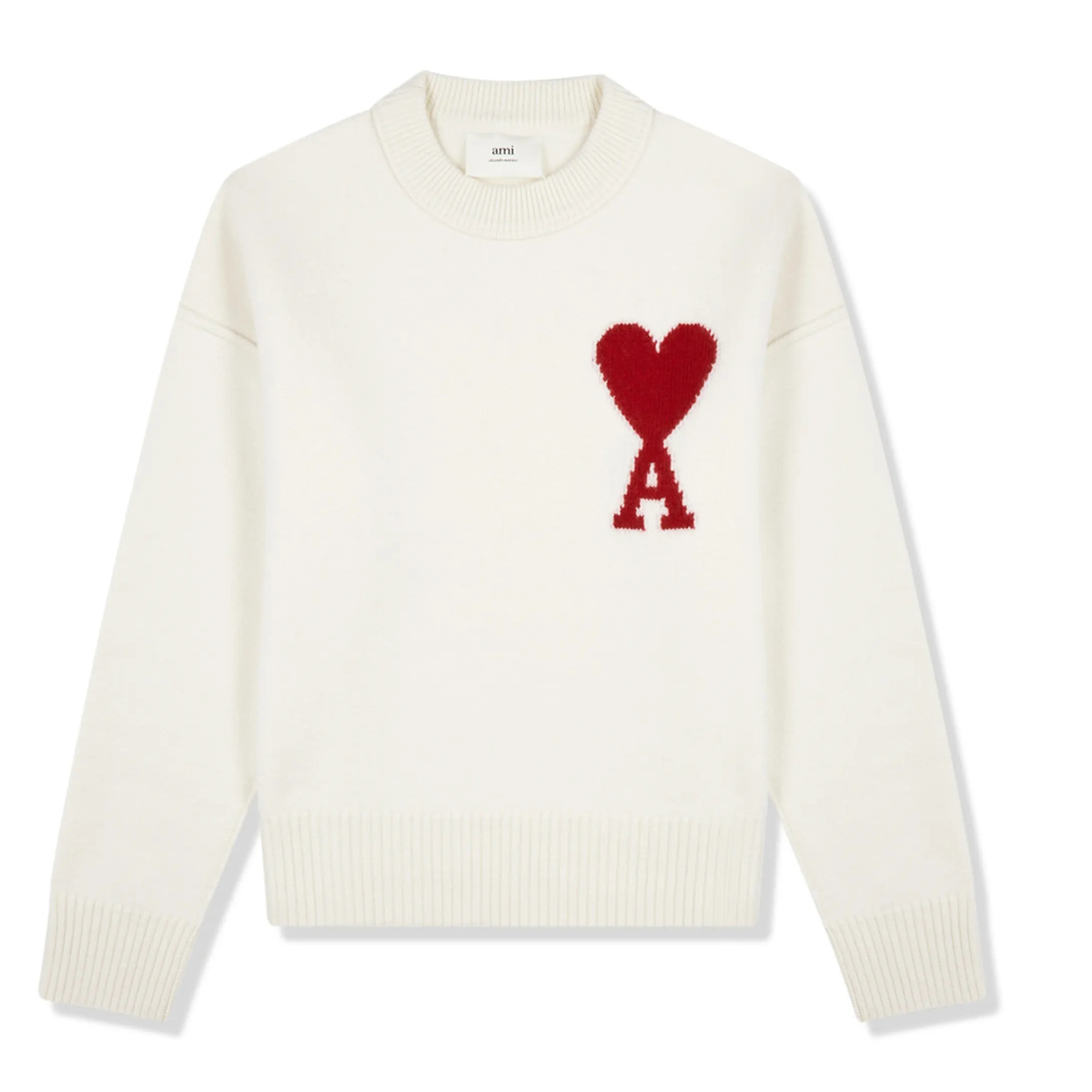 Ami Paris Ami De Coeur Crewneck White Red Heart