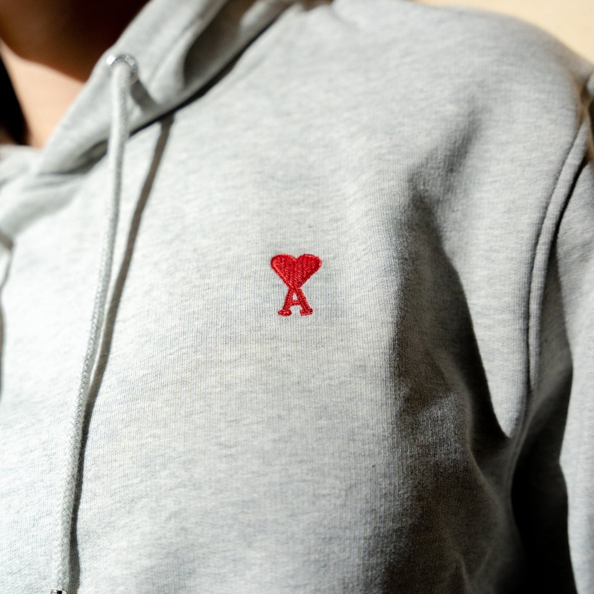 Ami Paris Hoodie Gris Ami de Coeur Rouge