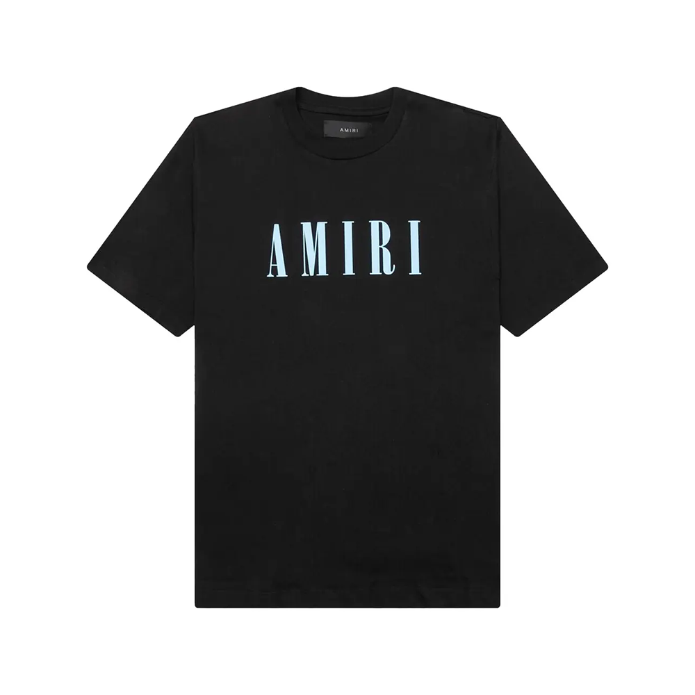 Amiri T-shirt Noir Logo Bleu