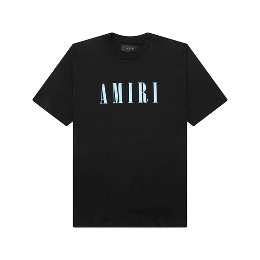Amiri T-shirt Noir Logo Bleu