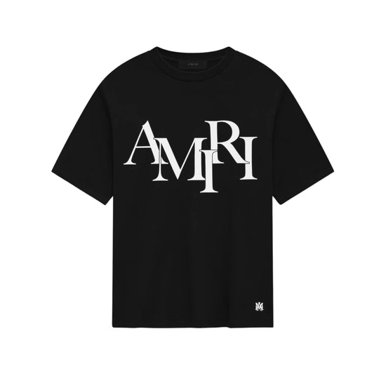 Amiri T-shirt Staggered Logo Noir