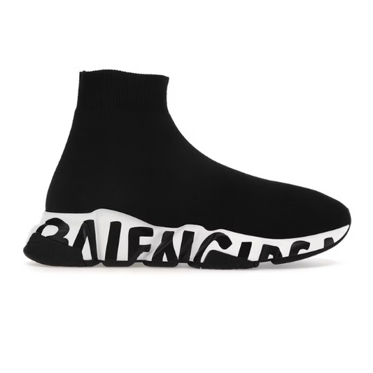 Balenciaga Speed Graffiti Trainers White Black Logo