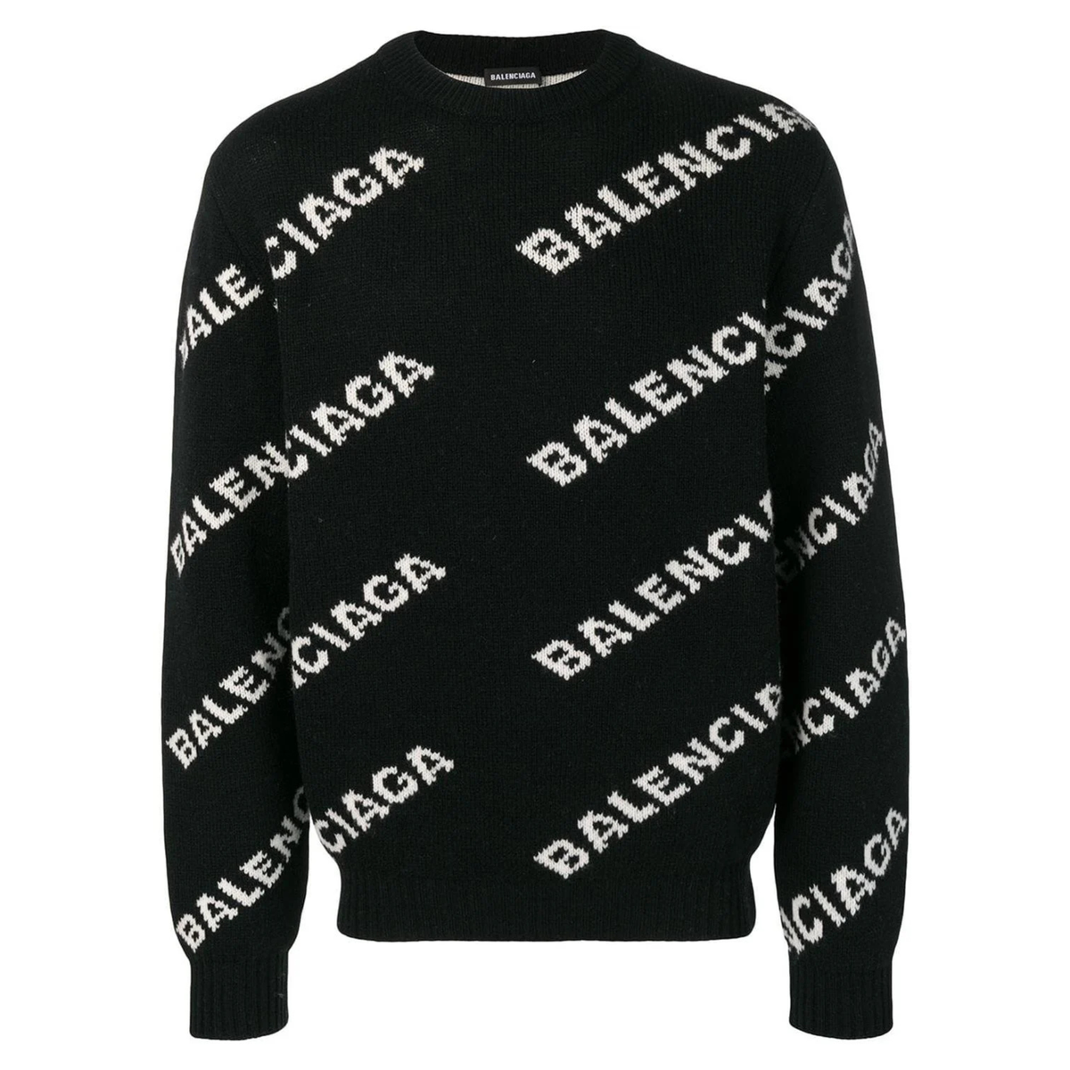 Balenciaga Wool All Over Print Sweater Black