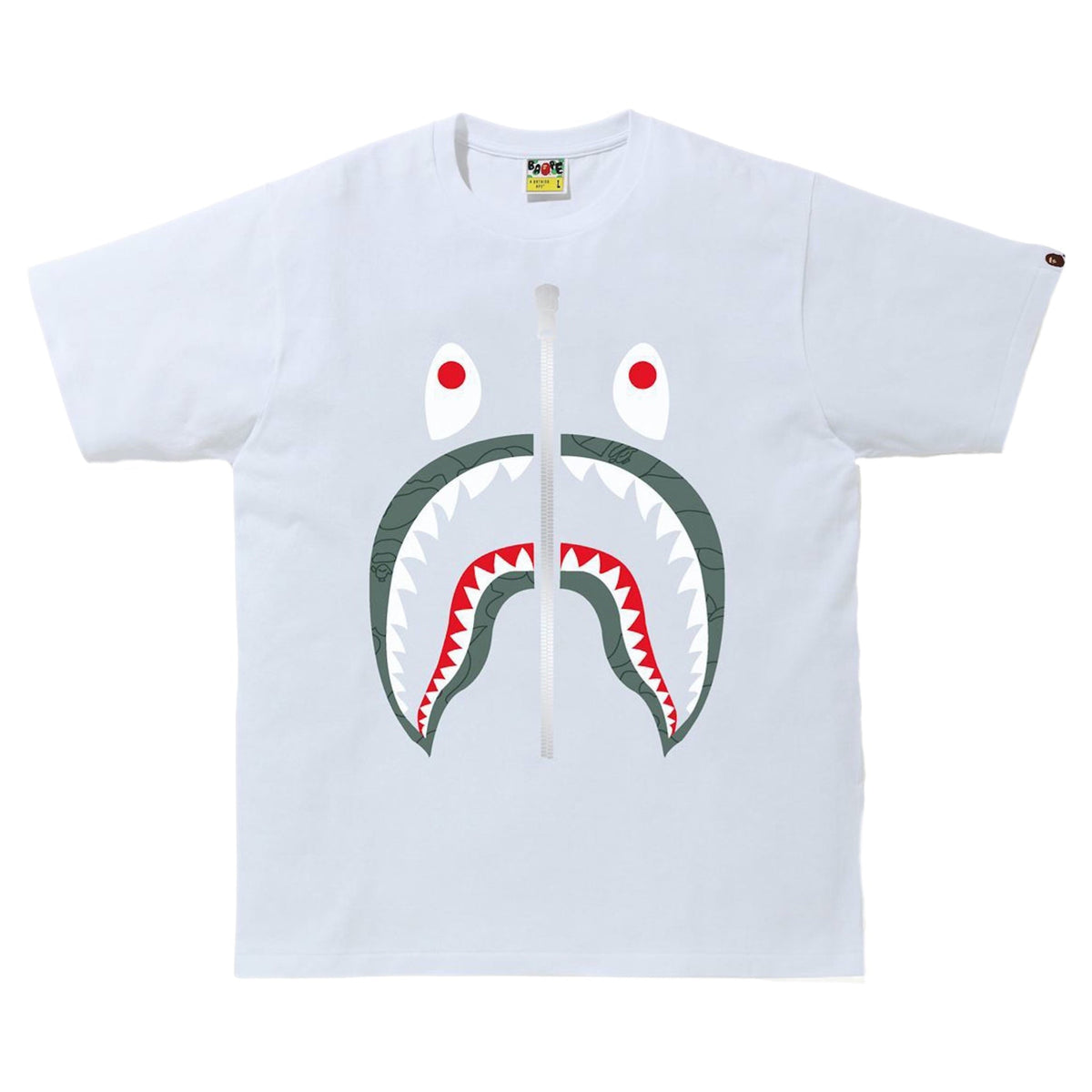 Bape Line 1st Camo Shark Tee White/Green 2021