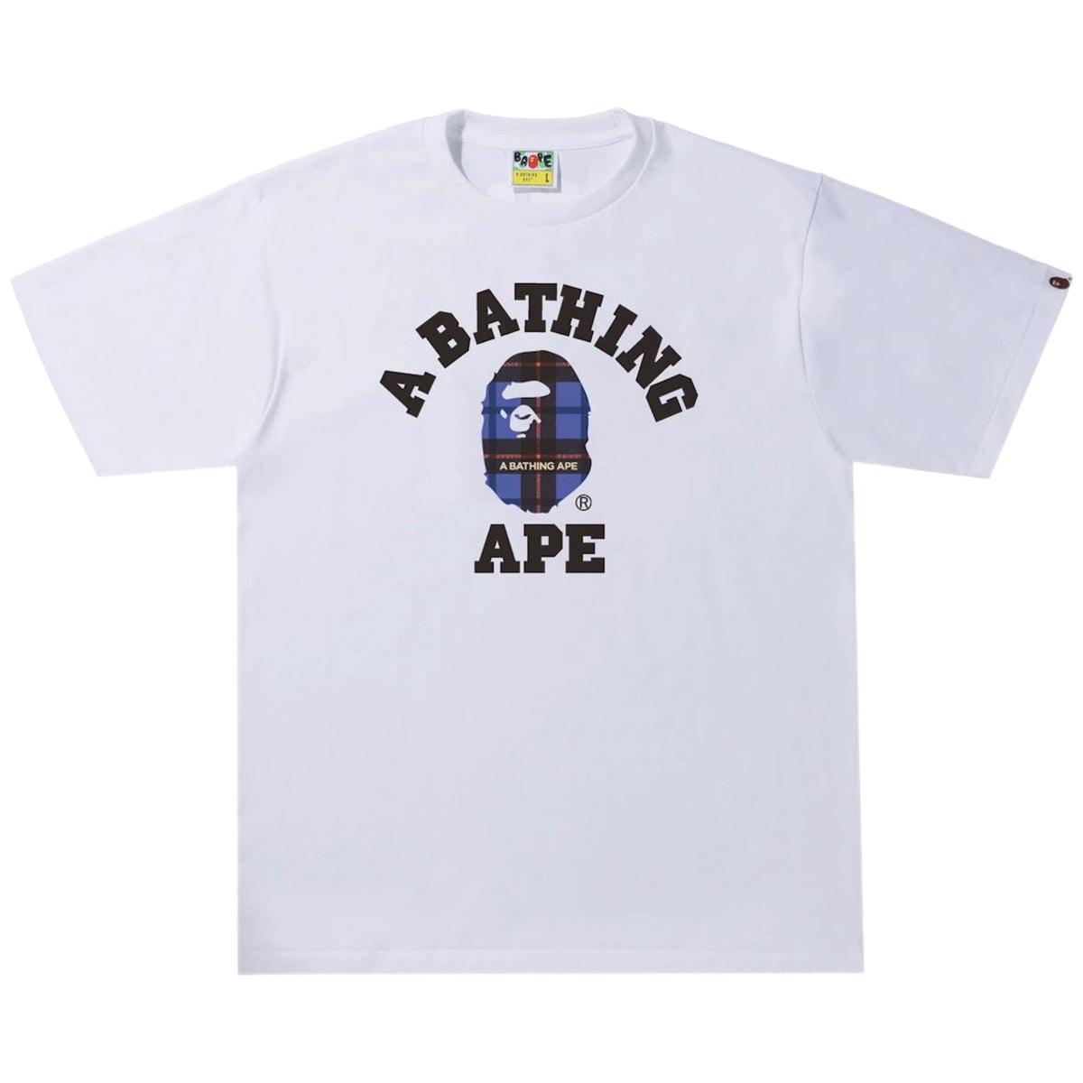 Bape Logo Check College Tee White/Blue 2022