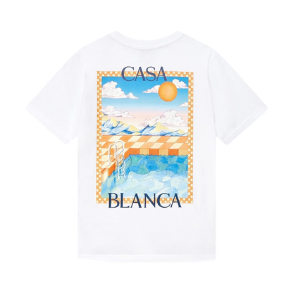 Casablanca T-shirt Surreal Pool Blanc