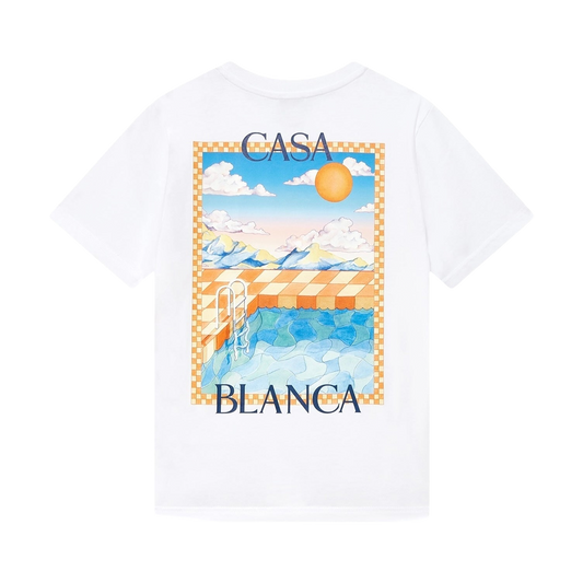 Casablanca T-shirt Surreal Pool Blanc