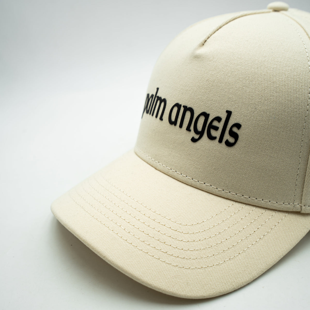 Casquette Palm Angels Blanc Logo Brodé Noir