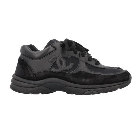 Chanel Low Top Trainer CC Triple Black Suede