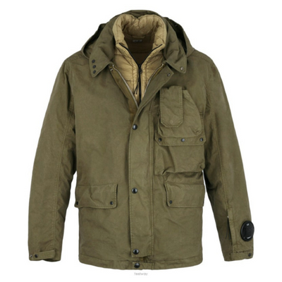 CP Company Fili Rubber Mille Goggle Jacket Khaki
