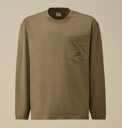 CP Company T-shirt Long Sleeve Jersey Twisted Kaki