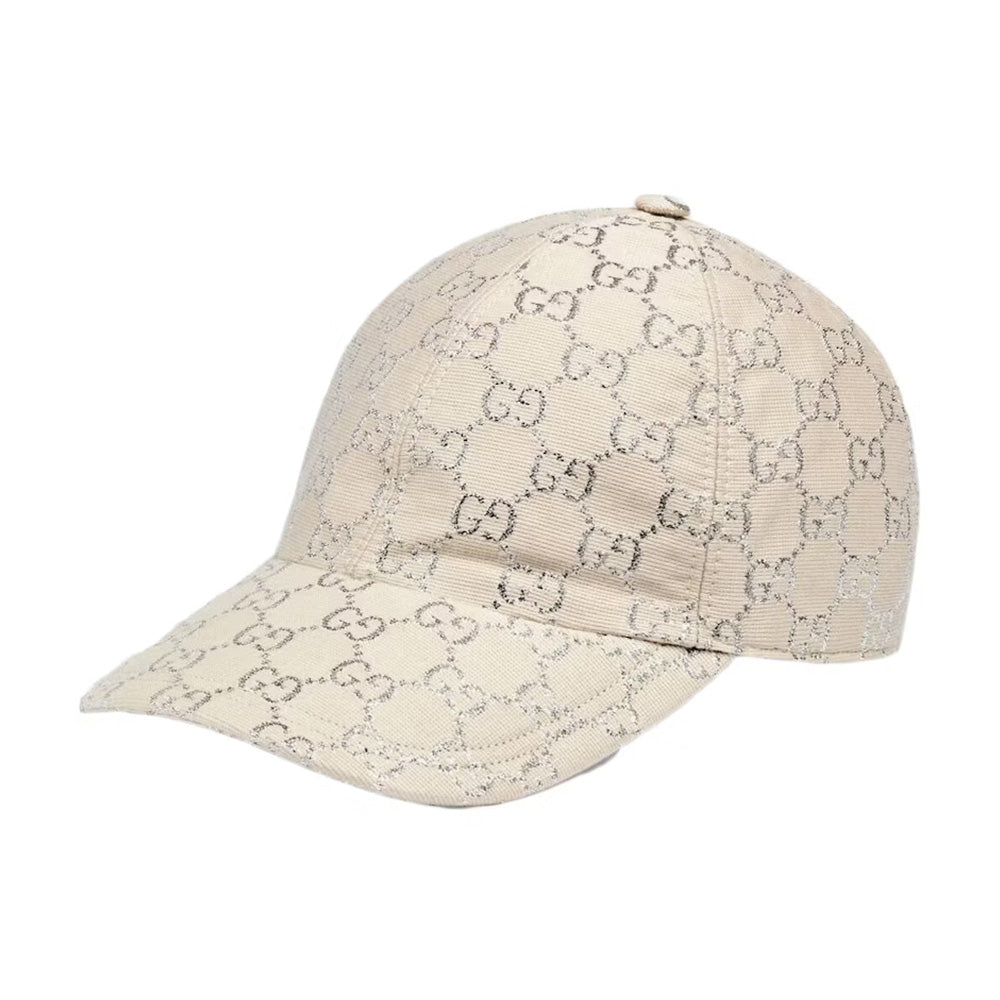 Gucci Casquette GG Monogram Blanc Argenté