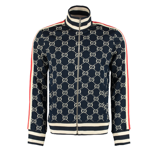 Gucci GG Jacquard Cotton Jacket Blue/Ivory