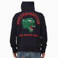 Gucci Gucci Logo Pattern hooded Zipper Hoodie Black
